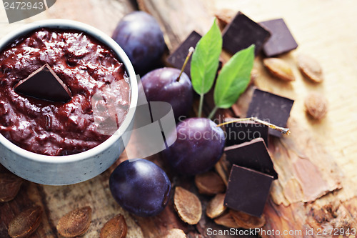 Image of plum jam with chocolate