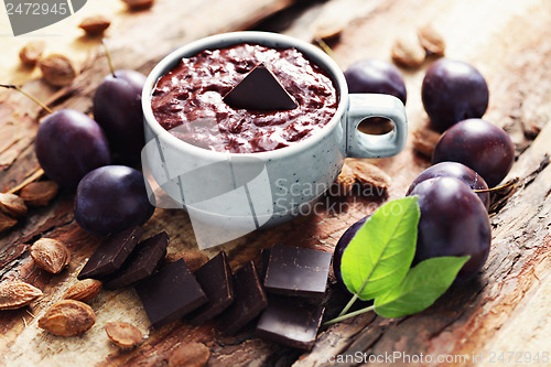 Image of plum jam with chocolate
