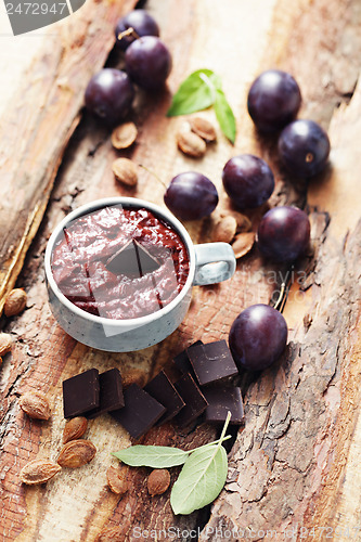 Image of plum jam with chocolate