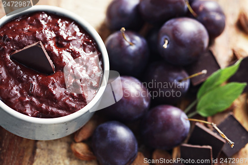 Image of plum jam with chocolate