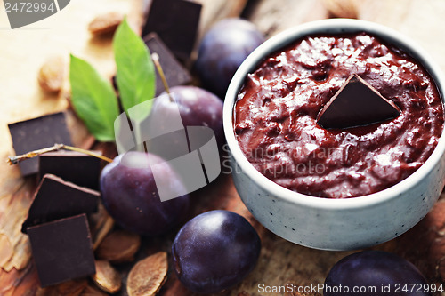 Image of plum jam with chocolate