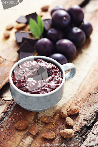 Image of plum jam with chocolate