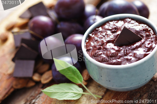 Image of plum jam with chocolate