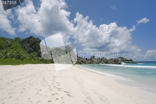 Image of Tropical white sand beach, La Digue Island, Seychelles