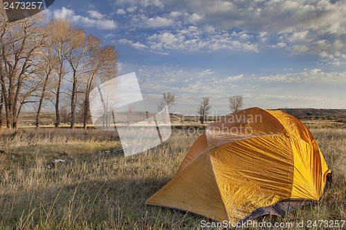 Image of early spring camping in Wyoming