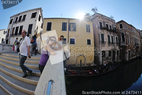 Image of tourist woman have beautoful vacation time in venice