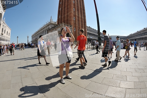 Image of tourist woman have beautoful vacation time in venice