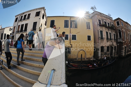 Image of tourist woman have beautoful vacation time in venice