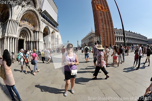 Image of tourist woman have beautoful vacation time in venice