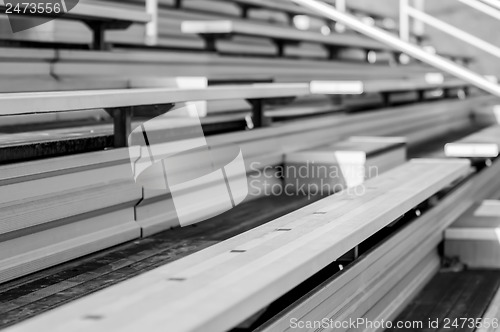 Image of Bleachers in a stadium or school for the fans.