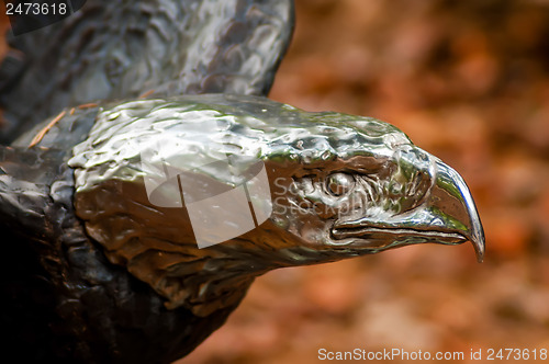 Image of bronze  eagle head sculpture