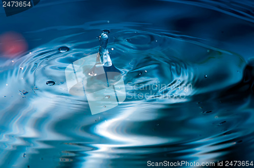 Image of blue multi colored water drop bubbling