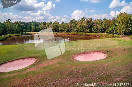 Image of golf course beautiful landscape on sunny day