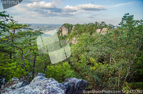 Image of beautiful aerial landscape views from crowders mountain near gas