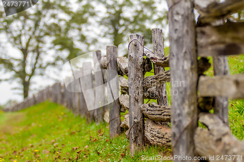 Image of Rustic home made split rail fence in the mountains of North Caro