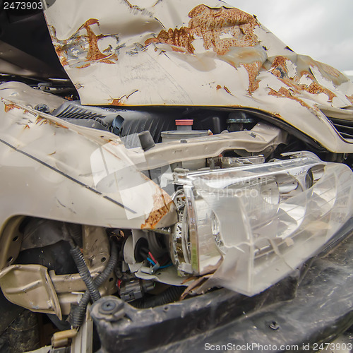 Image of front car wrecked from accident