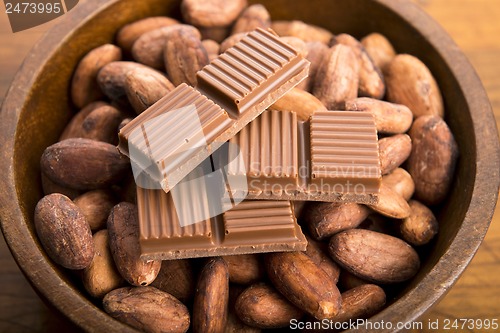 Image of Cacao beans with milk chocolate
