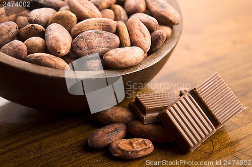 Image of Cacao beans with milk chocolate