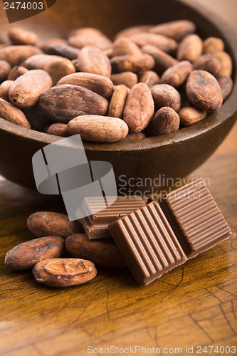 Image of Cacao beans with milk chocolate
