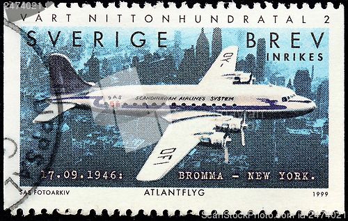 Image of Swedish Airplane Stamp