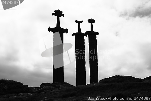 Image of The monument  Sverd i Fjell in Hafrsfjord, Norway