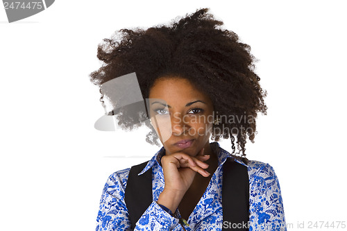 Image of Sceptic afro american woman 