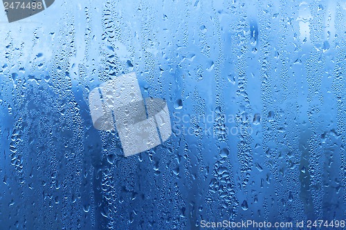 Image of Natural water drops on glass