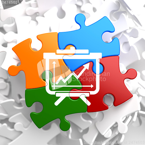 Image of Flipchart Icon on Multicolor Puzzle.