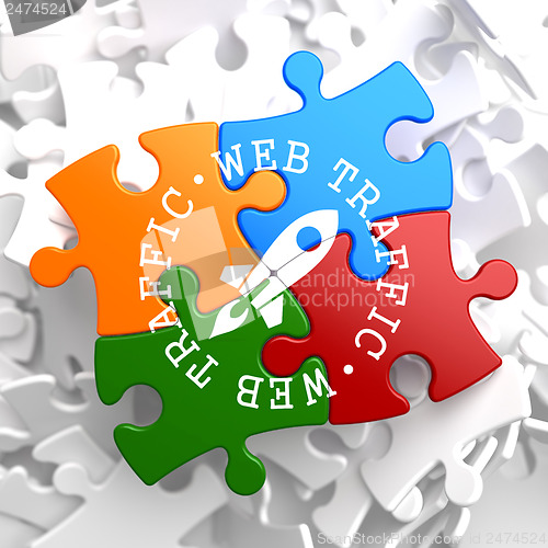 Image of Web Traffic Concept on Multicolor Puzzle.