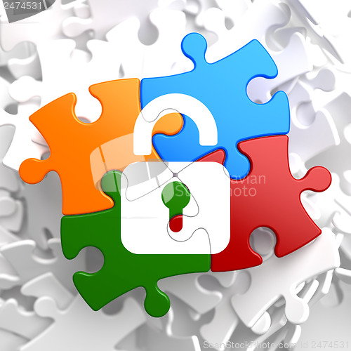 Image of Security Concept on Multicolor Puzzle.