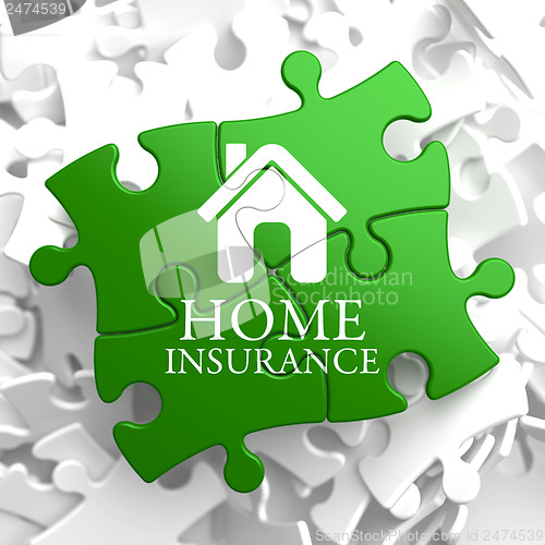 Image of Insurance - Home Icon on Green Puzzle.