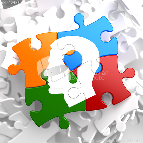 Image of Psychological Concept on Multicolor Puzzle.