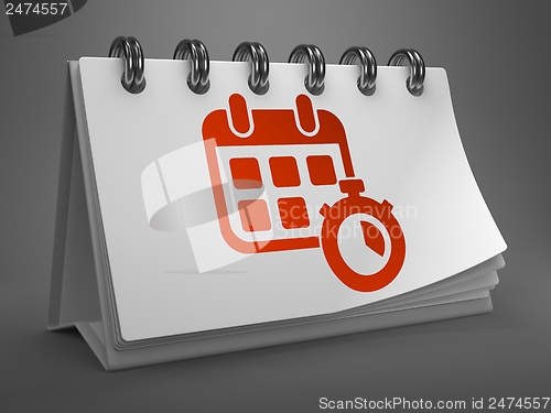 Image of Desktop Calendar with Red Icon. Time Concept.