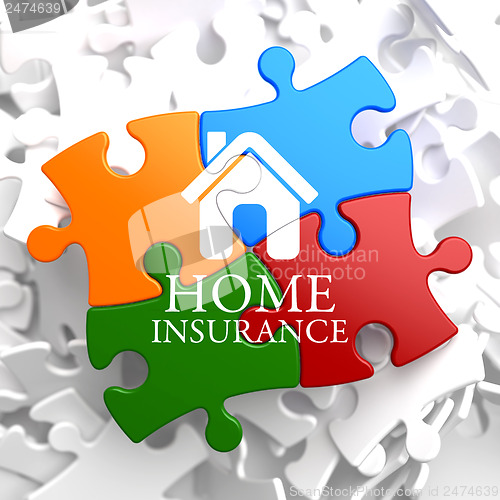 Image of Insurance - Home Icon on Multicolor Puzzle.