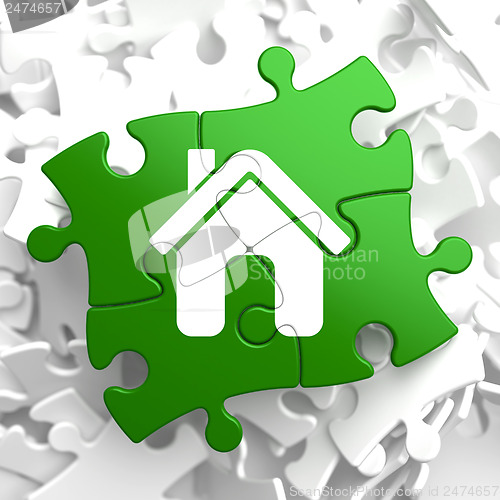 Image of Home Icon on Green Puzzle.