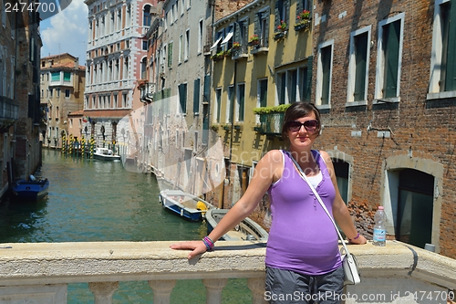 Image of tourist woman have beautoful vacation time in venice