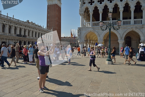 Image of tourist woman have beautoful vacation time in venice