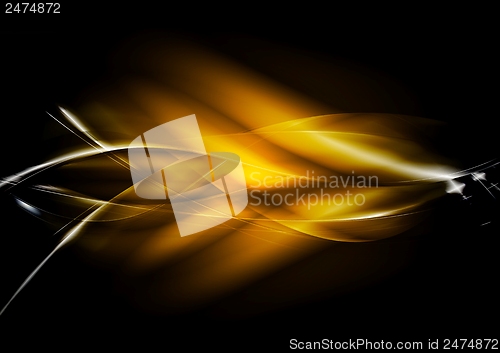 Image of Orange glowing vector waves design
