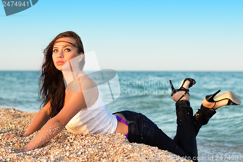 Image of Thoughtful young brunette