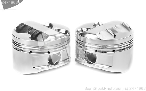 Image of set of two polished forged pistons