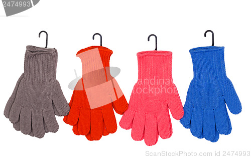 Image of Four pairs of colorful gloves