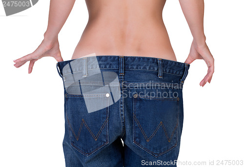 Image of slim girl in big jeans