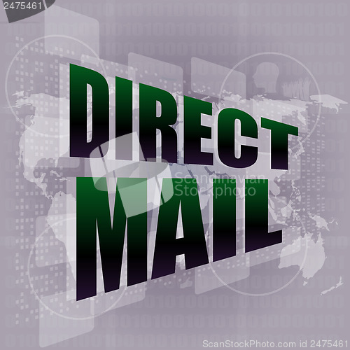 Image of direct mail word on digital touch screen