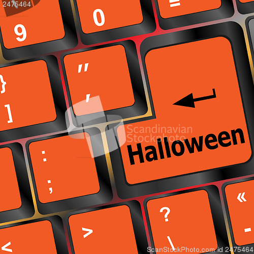 Image of halloween word on button of the keyboard key button