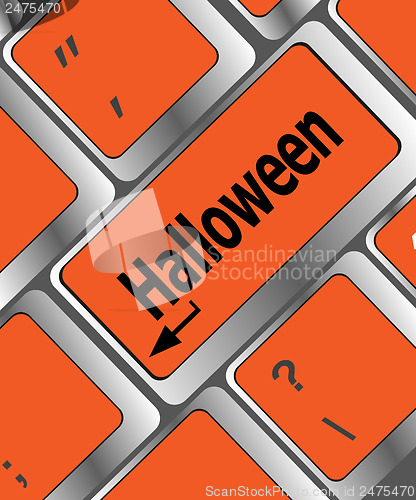 Image of halloween word on button of the keyboard key button