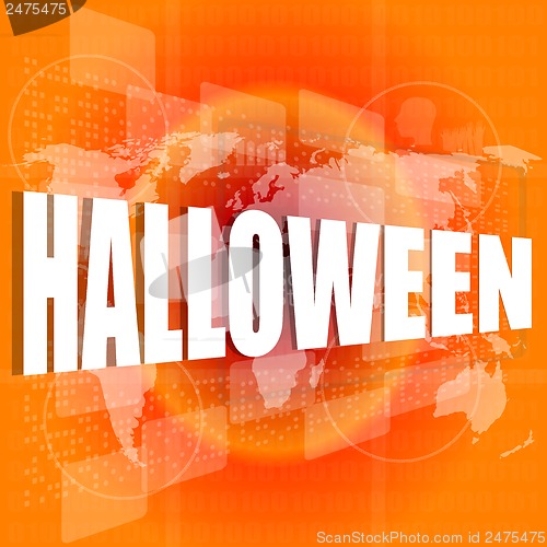 Image of halloween word on digital touch screen
