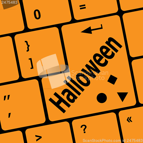 Image of halloween word on button of the keyboard key button