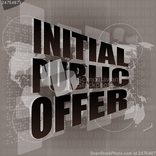 Image of initial public offer on digital touch screen