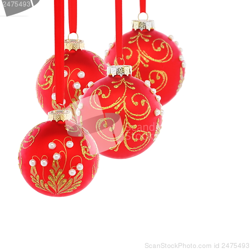 Image of Beautiful red Christmas balls.