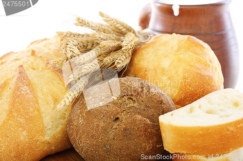Image of Bread, wheat ears close up.